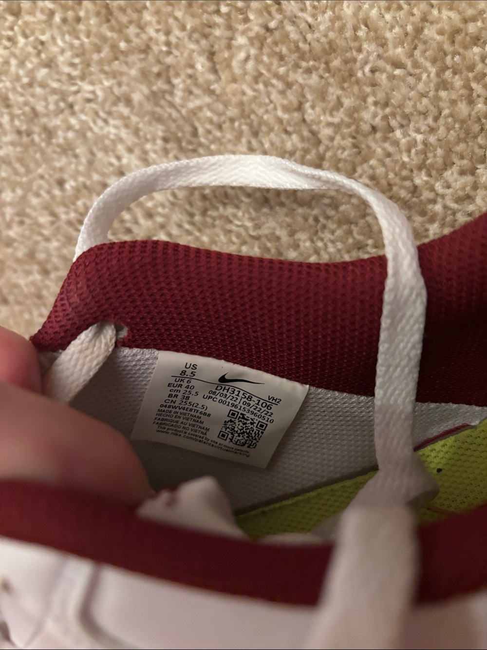 Nike Women’s White and Burgundy Low-Top Sneakers - Picture 2 of 5